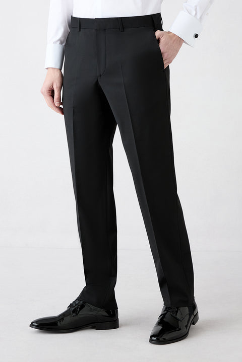Siyah 6 Drop Regular Fit Standart Kesim Yünlü Mono Yaka Smokin & Damatlık