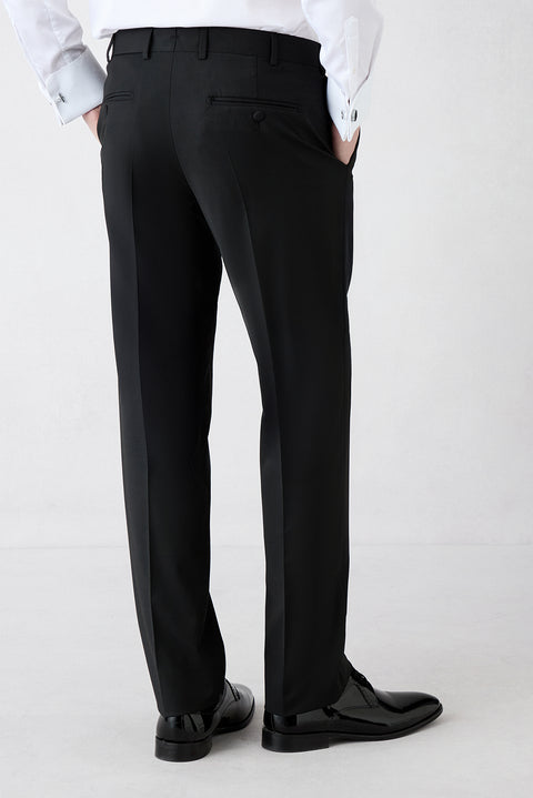 Siyah 6 Drop Regular Fit Standart Kesim Yünlü Mono Yaka Smokin & Damatlık