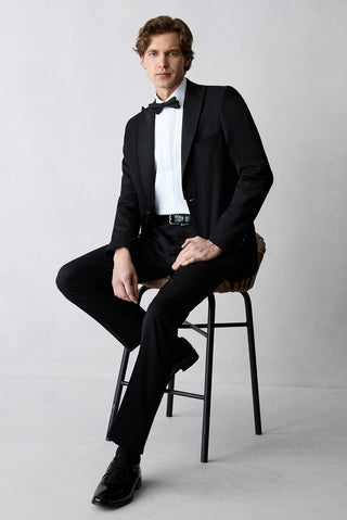  Siyah 7 Drop Slim Fit Dar Kesim Sivri Yaka Smokin & Damatlık