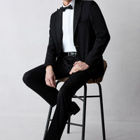Siyah 6 Drop Regular Fit Standart Kesim Sivri Yaka Smokin & Damatlık