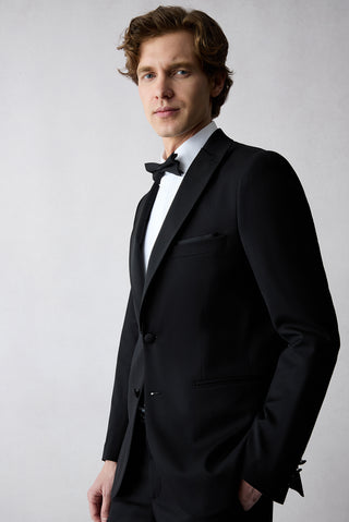  Siyah 7 Drop Slim Fit Dar Kesim Sivri Yaka Smokin & Damatlık