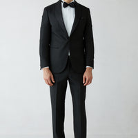 Black Regular Fit Tuxedo with Detachable Shawl Collar