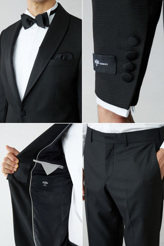  Siyah 6 Drop Regular Fit Standart Kesim Şal Yaka Desenli Kombinli Smokin & Damatlık