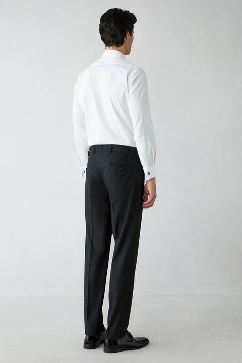 Black Regular Fit Tuxedo with Detachable Shawl Collar
