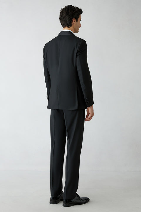 Black Regular Fit Tuxedo with Detachable Shawl Collar