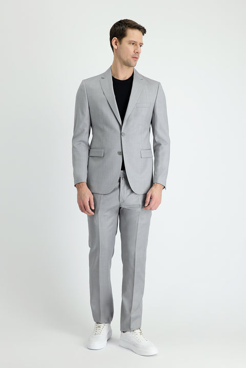 Light Grey 7 Drop Slim Fit Narrow Cut Wool Suit
