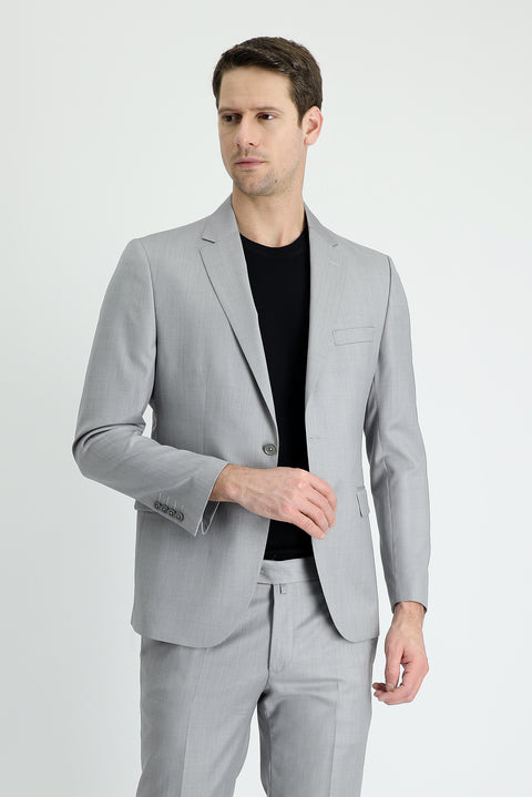 Light Grey 7 Drop Slim Fit Narrow Cut Wool Suit