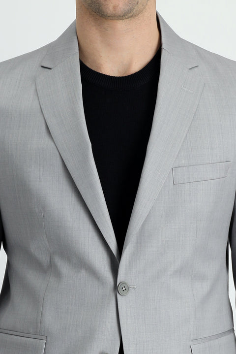 Light Grey 7 Drop Slim Fit Narrow Cut Wool Suit