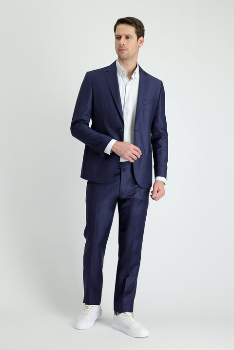 Light Navy Blue 7 Drop Slim Fit Narrow Cut Wool Suit