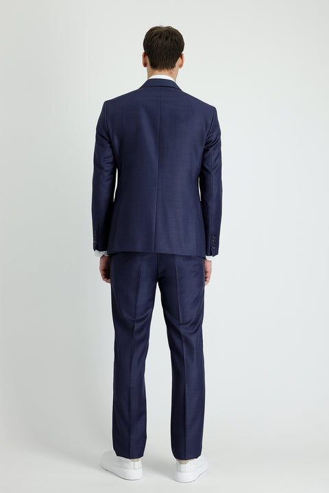 Light Navy Blue 7 Drop Slim Fit Narrow Cut Wool Suit