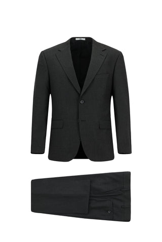  Koyu Füme 4 Drop Relaxed Fit Rahat Kesim Yünlü Takım Elbise