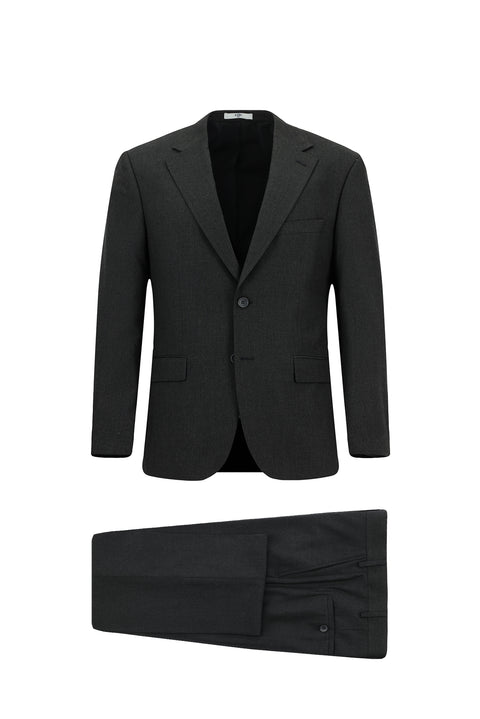 Dark Gray 4-Drop Relaxed Fit Wool Suit