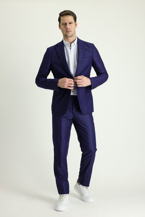 Medium Navy 8 Drop Muscle Fit Long Athletic Suit