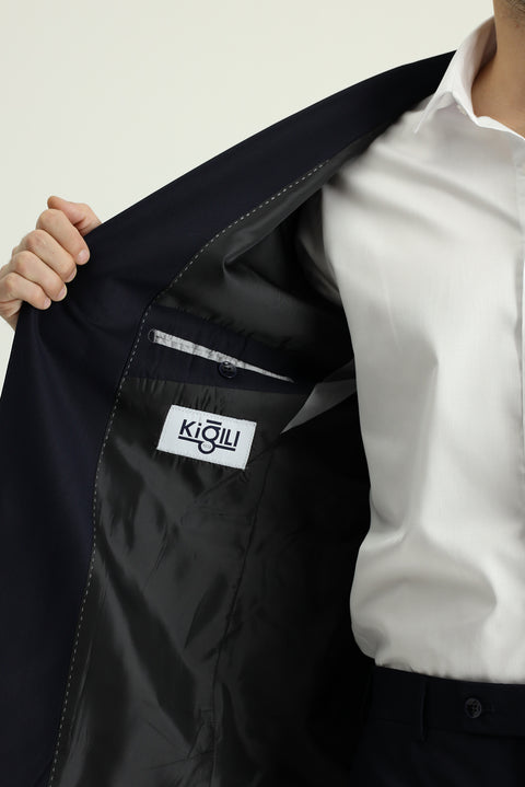 Black and Navy 8-Drop Muscle Fit Long Athletic Suit