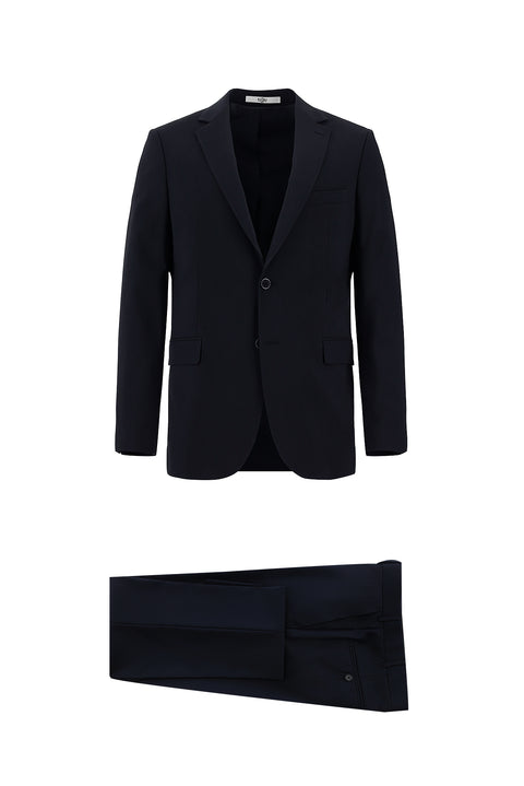 Black Navy 8 Drop Long Slim Fit Suit