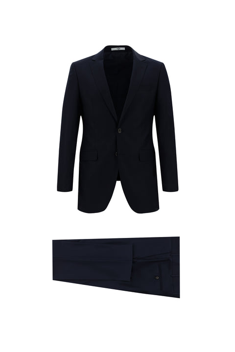 Black Navy 8 Drop Long Slim Fit Suit