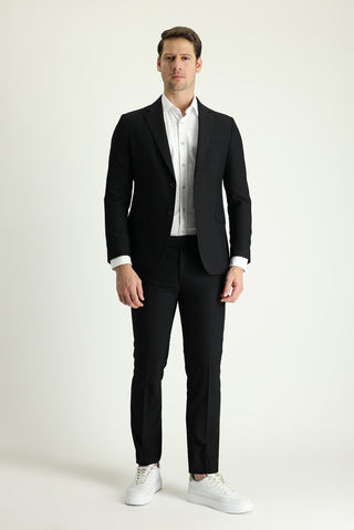  Siyah 8 Drop Long Slim Fit Uzun Dar Kesim Takım Elbise