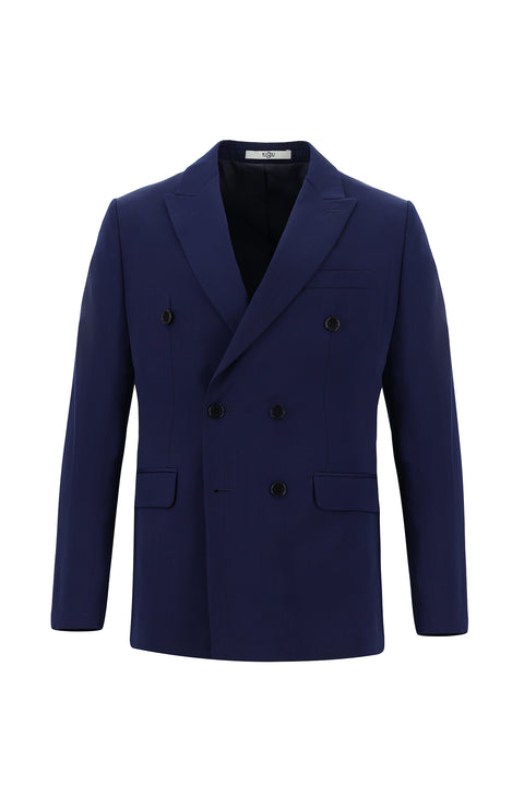Medium Navy 7 Drop Slim Fit Double-Breasted Suit