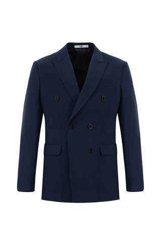  Koyu Lacivert 7 Drop Slim Fit Dar Kesim Kruvaze Takım Elbise