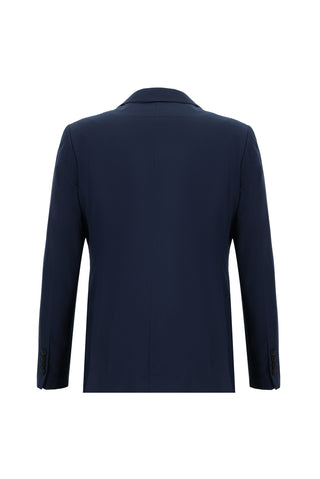  Koyu Lacivert 7 Drop Slim Fit Dar Kesim Kruvaze Takım Elbise