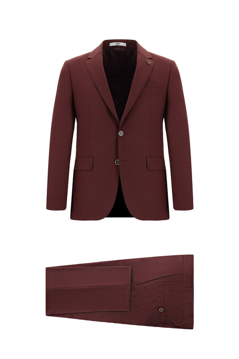 Light Burgundy 7 Drop Slim Fit Narrow Cut Suit