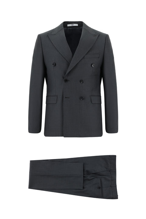 Dark Gray 6-Drop Regular Fit Standard Cut Double-Breasted Suit