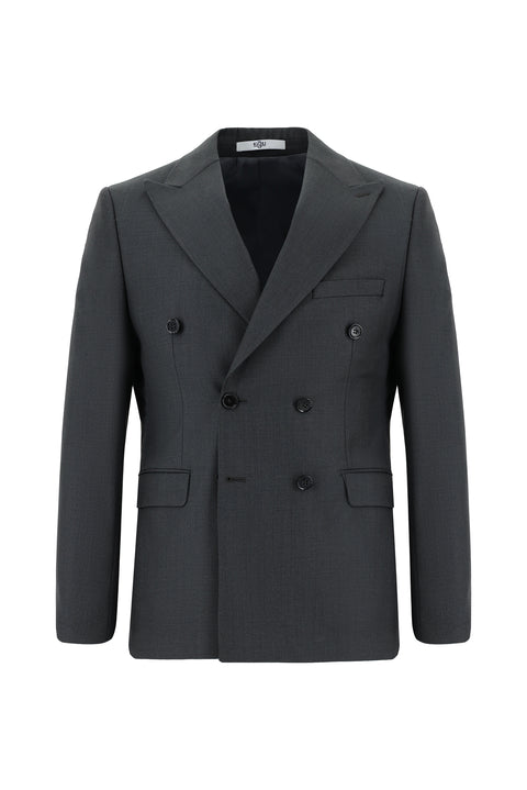 Dark Gray 7 Drop Slim Fit Narrow Cut Double-Breasted Suit