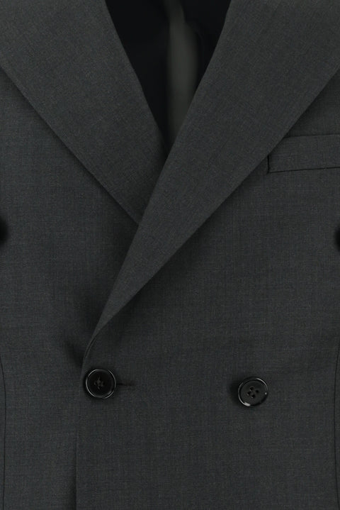 Dark Gray 7 Drop Slim Fit Narrow Cut Double-Breasted Suit