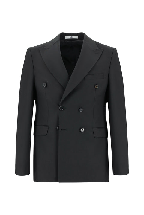 Black 7 Drop Slim Fit Narrow Cut Double-Breasted Suit