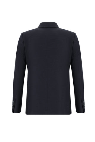 Siyah Lacivert 7 Drop Slim Fit Dar Kesim Kruvaze Takım Elbise