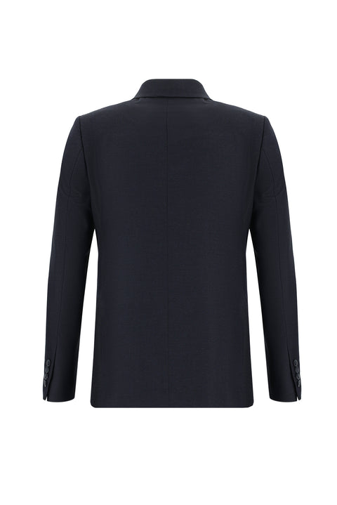 Black and Navy Blue 7 Drop Slim Fit Double-Breasted Suit