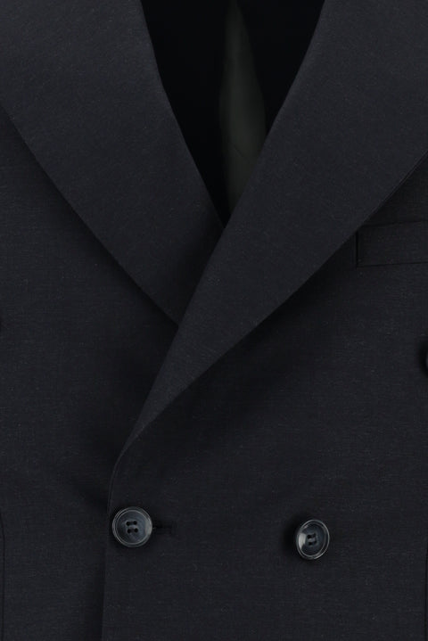 Black and Navy Blue 7 Drop Slim Fit Double-Breasted Suit