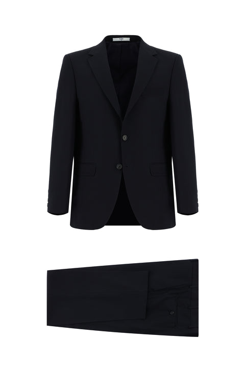 Black and Navy Blue 4-Drop Relaxed Fit Suit