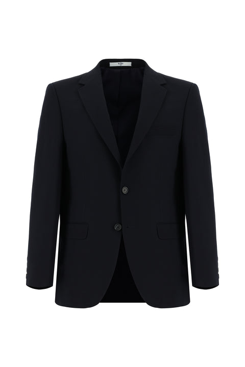 Black and Navy Blue 4-Drop Relaxed Fit Suit