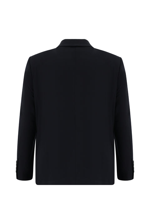 Black and Navy Blue 4-Drop Relaxed Fit Suit