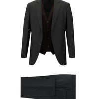 Koyu Füme 7 Drop Slim Fit Dar Kesim Kombinli Yelekli Takım Elbise