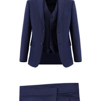 Orta Lacivert 7 Drop Super Slim Fit Eksra Dar Kesim Yelekli Takım Elbise
