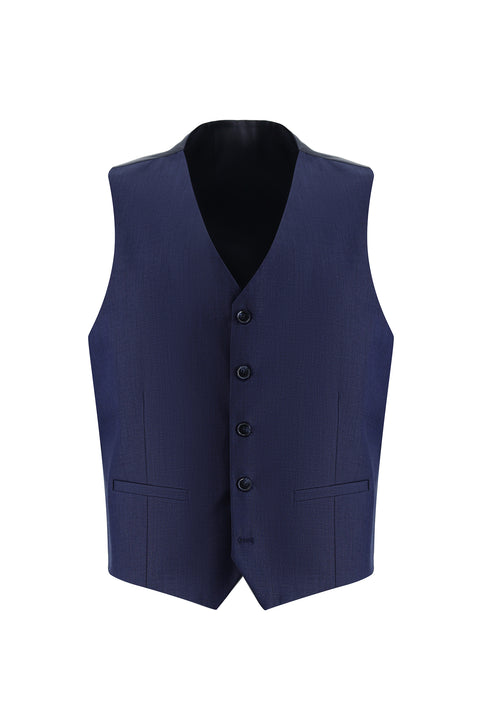 Orta Lacivert 7 Drop Super Slim Fit Eksra Dar Kesim Yelekli Takım Elbise