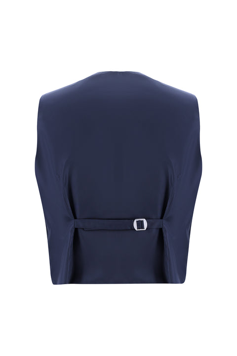 Orta Lacivert 7 Drop Super Slim Fit Eksra Dar Kesim Yelekli Takım Elbise