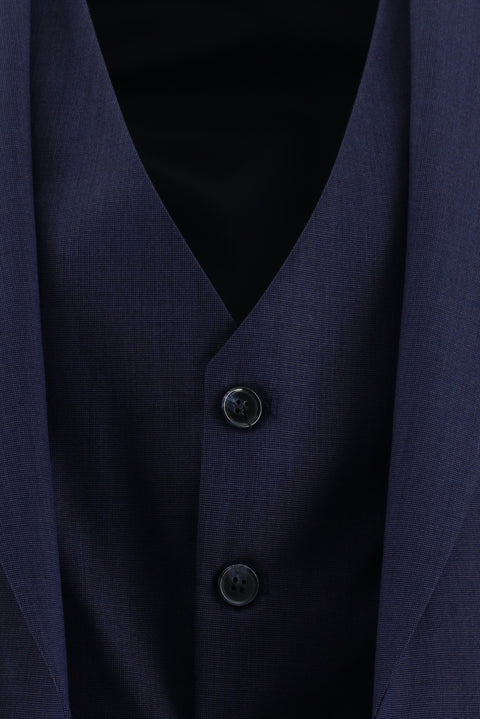 Orta Lacivert 7 Drop Super Slim Fit Eksra Dar Kesim Yelekli Takım Elbise