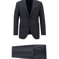 Dark Navy 7 Drop Slim Fit Narrow Cut Elastic Waist Drawstring Patterned Suit