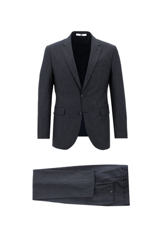  Koyu Lacivert 7 Drop Slim Fit Dar Kesim Beli Lastikli İpli Desenli Takım Elbise
