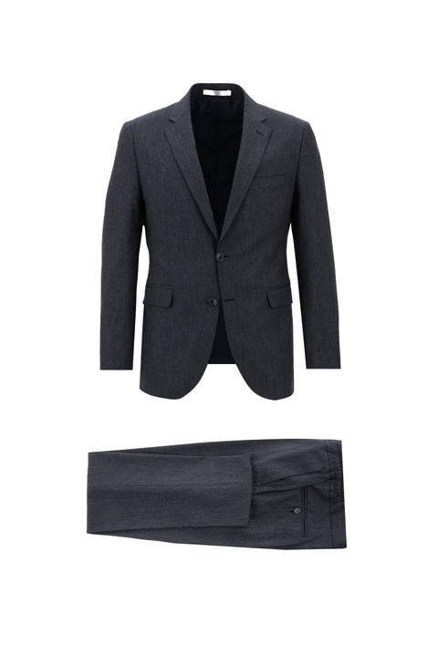 Dark Navy 7 Drop Slim Fit Narrow Cut Elastic Waist Drawstring Patterned Suit