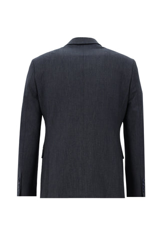  Koyu Lacivert 7 Drop Slim Fit Dar Kesim Beli Lastikli İpli Desenli Takım Elbise