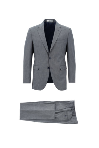  Koyu Mavi  7 Drop Slim Fit Dar Kesim Beli Lastikli İpli Desenli Takım Elbise