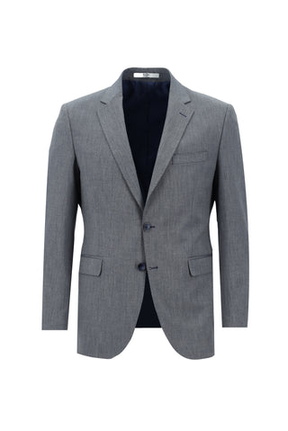  Koyu Mavi  7 Drop Slim Fit Dar Kesim Beli Lastikli İpli Desenli Takım Elbise