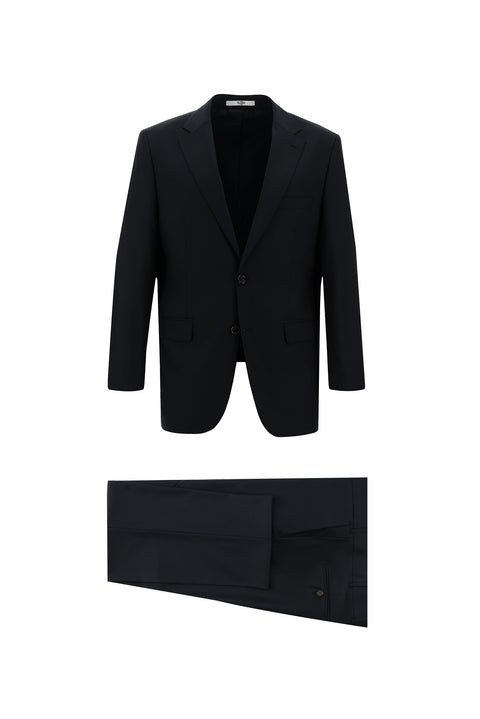 Black and Navy Blue 4-Drop Relaxed Fit Suit