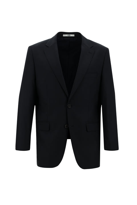 Black and Navy Blue 4-Drop Relaxed Fit Suit