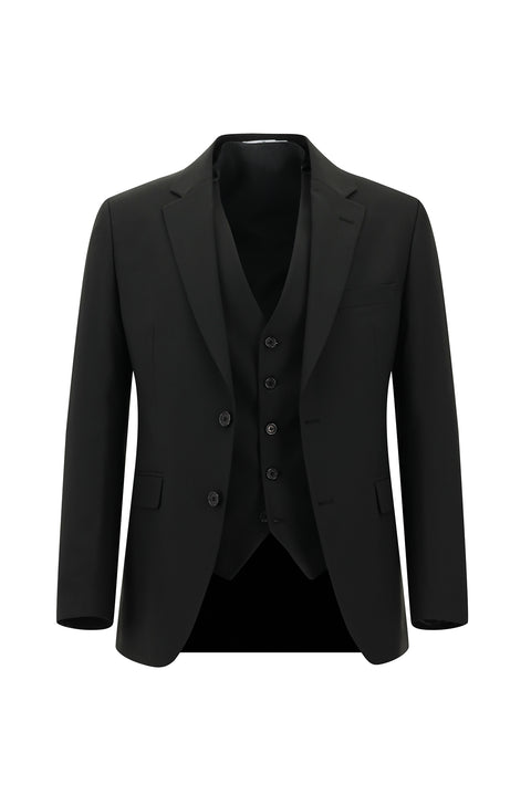 Black 7 Drop Slim Fit Suit with Vest