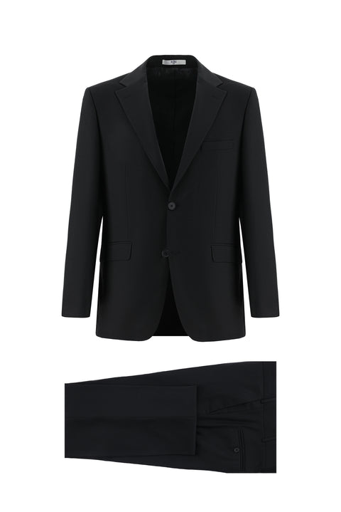 Black 7 Drop Slim Fit Suit with Elastic Waistband and Drawstring